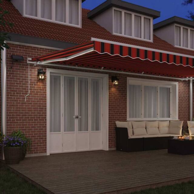 Berkfield Home Manual Retractable Awning with LED Orange & Brown 600x350 cm - image 1