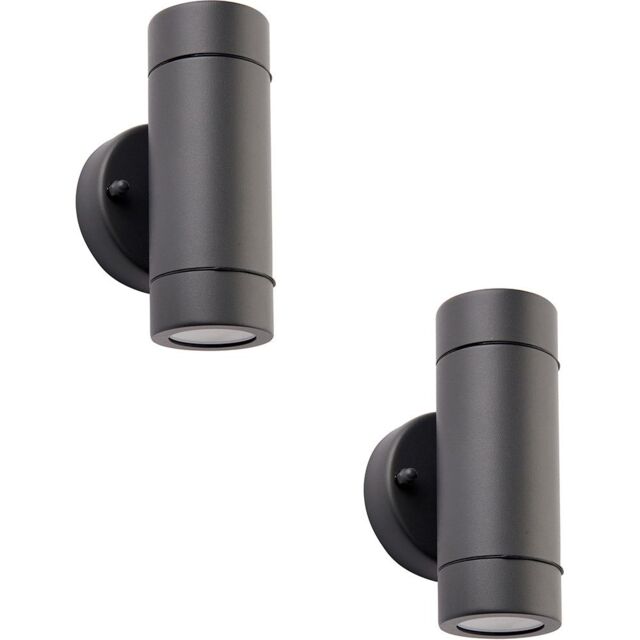 Loops 2 PACK Up & Down Twin Outdoor IP44 Wall Light - 2 x 7W GU10 LED - Anthracite - image 1