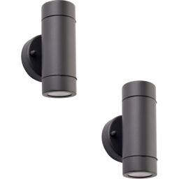 Loops 2 PACK Up & Down Twin Outdoor IP44 Wall Light - 2 x 7W GU10 LED - Anthracite - thumbnail 1