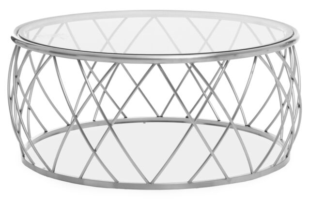 Orsina Luxurious Silver Coffee Table with Clear Glass, Decorative Round Table For Hallways, Stylish Coffee Table - image 1