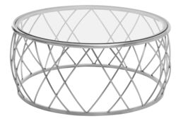 Orsina Luxurious Silver Coffee Table with Clear Glass, Decorative Round Table For Hallways, Stylish Coffee Table - thumbnail 2