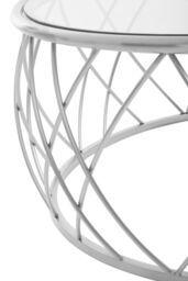 Orsina Luxurious Silver Coffee Table with Clear Glass, Decorative Round Table For Hallways, Stylish Coffee Table - thumbnail 5