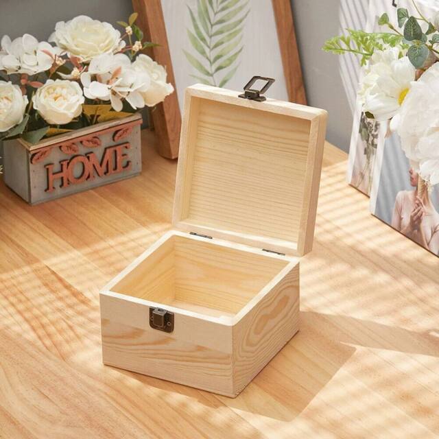 EONLION 14x14x10cm Finish Wooden Storage Box in Natural - Size: 500mm - image 1