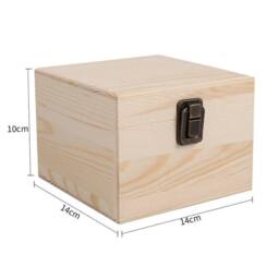 EONLION 14x14x10cm Finish Wooden Storage Box in Natural - Size: 500mm - thumbnail 2