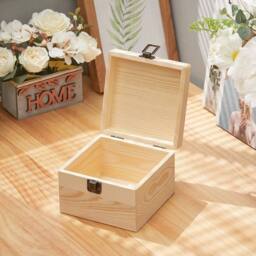 EONLION 14x14x10cm Finish Wooden Storage Box in Natural - Size: 500mm