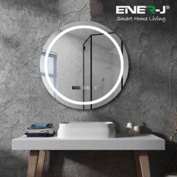 ENER-J Round Bathroom Mirror 70cm LED Bluetooth Speaker White - thumbnail 3