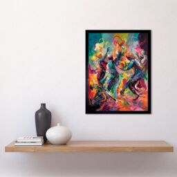 "Artery8 Wall Art Print Abstract Figures Vibrant Dance Expression Art Framed in Black - Size: W12"" x H16""" - thumbnail 2