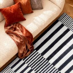 THE RUGS Ted Baker Stryve Woollen Pulse Black White Geometric Living Room Rug - Size: 120 cm x 180 cm - thumbnail 2