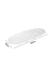 Living and Home 60x150cm Faux Fur Sheepskin Curved Edge Rug for Bed Sofa Floor in White - Size: 60 cm x 150 cm - thumbnail 7