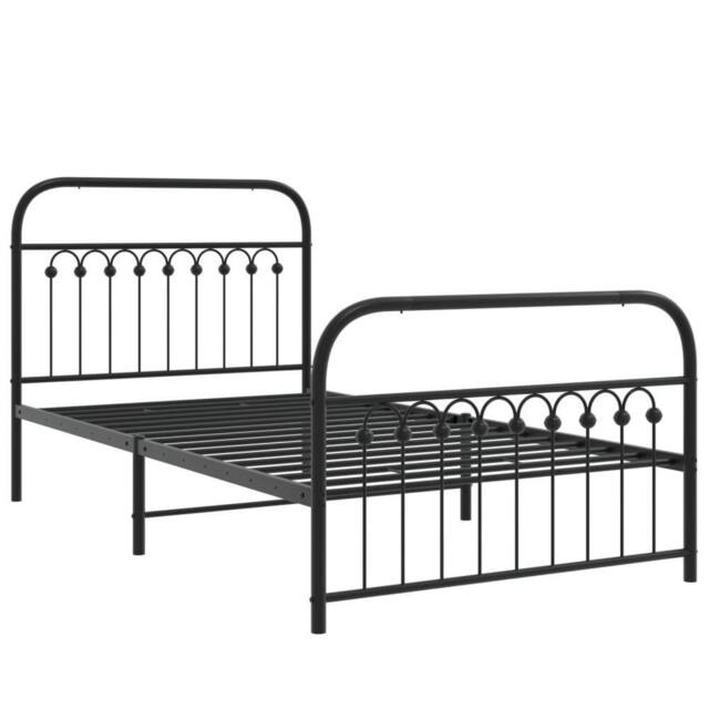 Berkfield Home Metal Bed Frame without Mattress with Footboard Black 100x190cm - Size: 100x190 cm - image 1