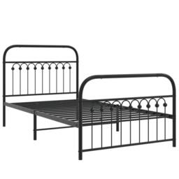 Berkfield Home Metal Bed Frame without Mattress with Footboard Black 100x190cm - Size: 100x190 cm - thumbnail 1