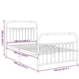 Berkfield Home Metal Bed Frame without Mattress with Footboard Black 100x190cm - Size: 100x190 cm - thumbnail 8