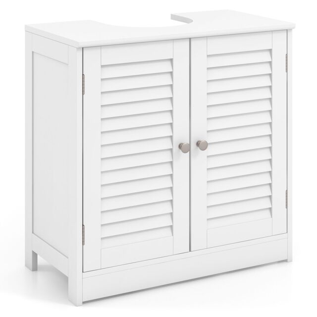 Gymax Freestanding Bathroom Under Sink Cabinet With 2 Shutter Doors White - image 1