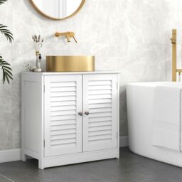 Gymax Freestanding Bathroom Under Sink Cabinet With 2 Shutter Doors White - thumbnail 5