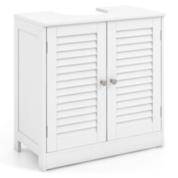 Gymax Freestanding Bathroom Under Sink Cabinet With 2 Shutter Doors White - thumbnail 1