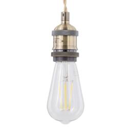First Choice Lighting Set of 2 Flex - Antique Brass Pendant Kits with Cream Braided Cable in Gold - thumbnail 3