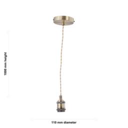 First Choice Lighting Set of 2 Flex - Antique Brass Pendant Kits with Cream Braided Cable in Gold - thumbnail 9