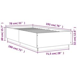 Berkfield Home Modern Bed Frame without Mattress Concrete Grey 75x190 cm Small Single - thumbnail 9