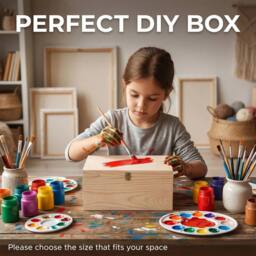 FLAVORA Extra Large-Natural Finish Wooden Storage Box in Natural - Size: 500mm - thumbnail 5