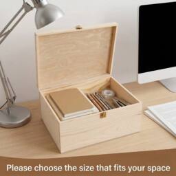 FLAVORA Extra Large-Natural Finish Wooden Storage Box in Natural - Size: 500mm - thumbnail 4