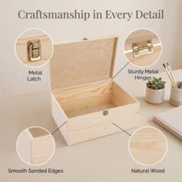 FLAVORA Extra Large-Natural Finish Wooden Storage Box in Natural - Size: 500mm - thumbnail 3