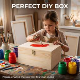 FLAVORA Extra Large-Natural Finish Wooden Storage Box in Natural - Size: 500mm - thumbnail 6