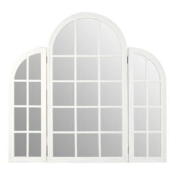 Orsina Fret Flat Wood Wall Mirror in White - thumbnail 6