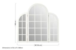 Orsina Fret Flat Wood Wall Mirror in White - thumbnail 4