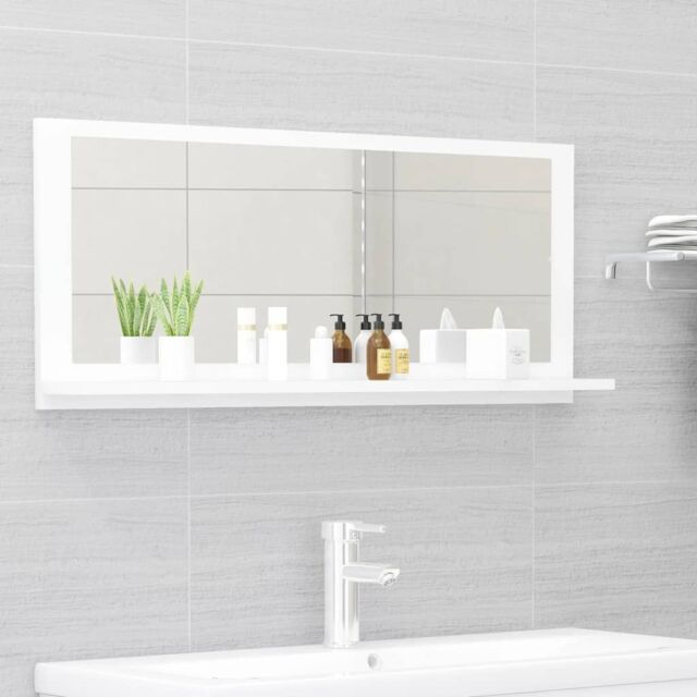 Berkfield Home Bathroom Mirror White 90x10.5x37 cm Engineered Wood - image 1