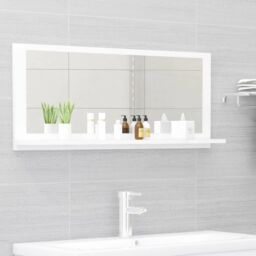 Berkfield Home Bathroom Mirror White 90x10.5x37 cm Engineered Wood - thumbnail 1