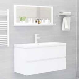 Berkfield Home Bathroom Mirror White 90x10.5x37 cm Engineered Wood - thumbnail 6