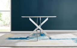 FurnitureboxUK Novara 120cm Round 6-Seater Dining Table With Silver Chrome Legs in Off-White - thumbnail 7