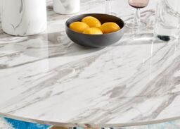 FurnitureboxUK Novara 120cm Round 6-Seater Dining Table With Silver Chrome Legs in Off-White - thumbnail 4