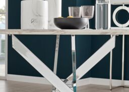 FurnitureboxUK Novara 120cm Round 6-Seater Dining Table With Silver Chrome Legs in Off-White - thumbnail 5