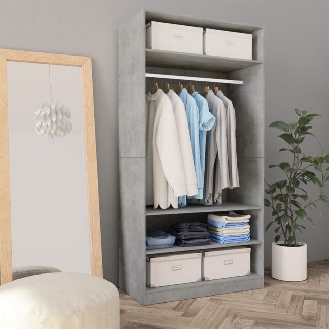 Berkfield Home Wardrobe Concrete Grey 100x50x200 cm Engineered Wood - Size: 100 x 50 x 200 cm - image 1