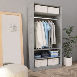 Berkfield Home Wardrobe Concrete Grey 100x50x200 cm Engineered Wood - Size: 100 x 50 x 200 cm