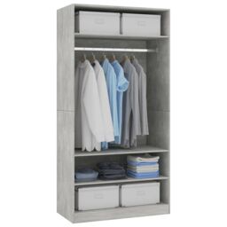 Berkfield Home Wardrobe Concrete Grey 100x50x200 cm Engineered Wood - Size: 100 x 50 x 200 cm - thumbnail 4