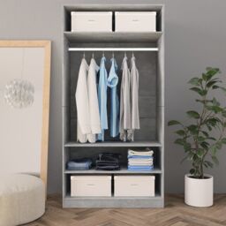 Berkfield Home Wardrobe Concrete Grey 100x50x200 cm Engineered Wood - Size: 100 x 50 x 200 cm - thumbnail 3
