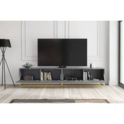Creative Furniture Ripple Duo TV Unit 200cm - Dark Grey with Fluted Doors - thumbnail 4
