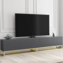 Creative Furniture Ripple Duo TV Unit 200cm - Dark Grey with Fluted Doors - thumbnail 6