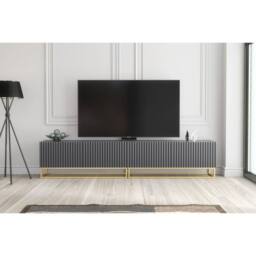Creative Furniture Ripple Duo TV Unit 200cm - Dark Grey with Fluted Doors - thumbnail 3
