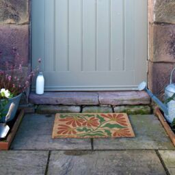 Artsy Mats Red & Green Quirky Floral Pattern Coir Doormat (60 x 40cm) in Brown - Size: 40 cm x 60 cm - thumbnail 8