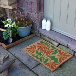 Artsy Mats Red & Green Quirky Floral Pattern Coir Doormat (60 x 40cm) in Brown - Size: 40 cm x 60 cm - thumbnail 3
