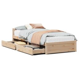Berkfield Home Bed Frame without Mattress 75x190 cm Small Single Solid Wood Pine in Brown - thumbnail 2