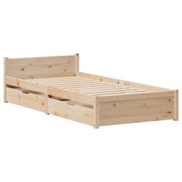 Berkfield Home Bed Frame without Mattress 75x190 cm Small Single Solid Wood Pine in Brown - thumbnail 3
