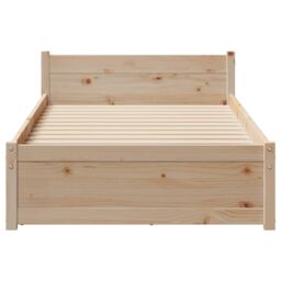 Berkfield Home Bed Frame without Mattress 75x190 cm Small Single Solid Wood Pine in Brown - thumbnail 4