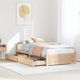 Berkfield Home Bed Frame without Mattress 75x190 cm Small Single Solid Wood Pine in Brown - thumbnail 1