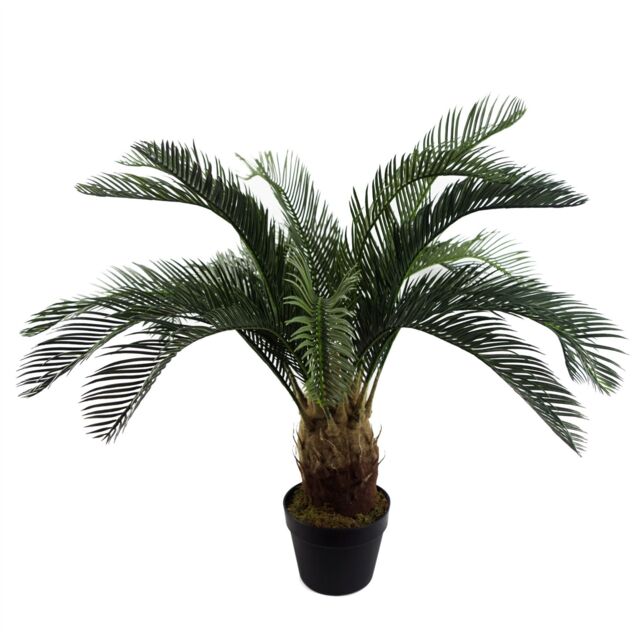 Leaf 80cm Artificial Tropical Cycas Palm Plant in Green - image 1