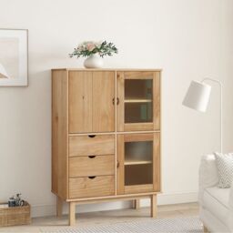 Berkfield Home Highboard OTTA 85x43x125 cm Solid Wood Pine in Brown - Size: 85 x 43 x 125 cm