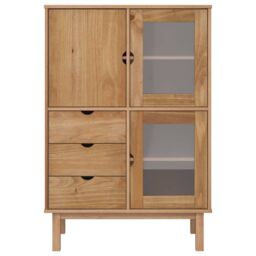 Berkfield Home Highboard OTTA 85x43x125 cm Solid Wood Pine in Brown - Size: 85 x 43 x 125 cm - thumbnail 3